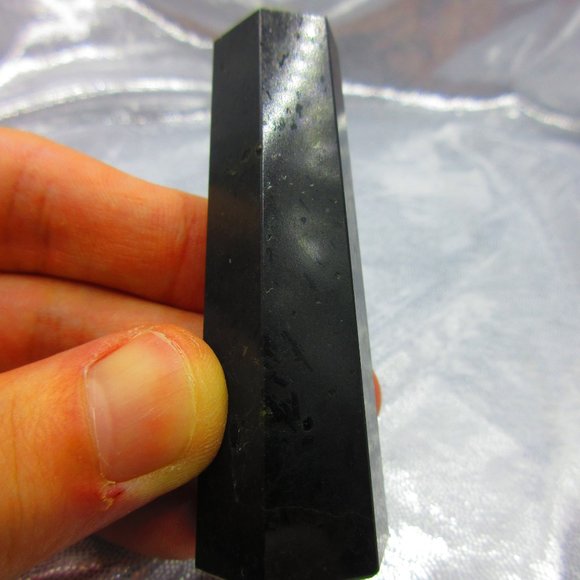 Black Tourmaline Polished Tower Generator Crystal Meditation Tool - Picture 3 of 6
